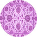 Round Machine Washable Oriental Purple Modern Area Rugs, wshabs2660pur