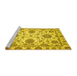 Sideview of Machine Washable Oriental Yellow Modern Rug, wshabs2660yw