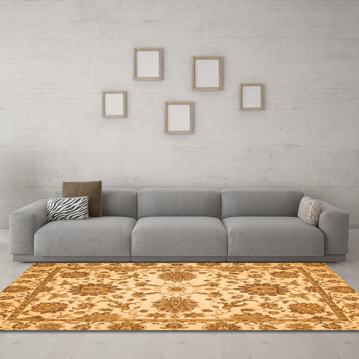 Machine Washable Oriental Orange Modern Area Rugs in a Living Room, wshabs2660org