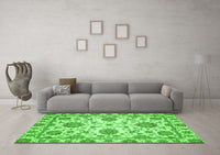 Machine Washable Oriental Green Modern Rug, wshabs2660grn