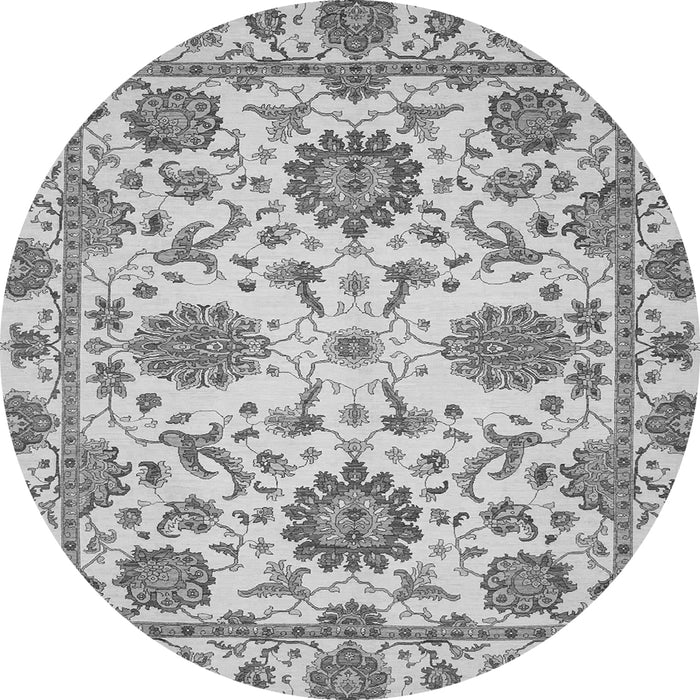 Round Machine Washable Oriental Gray Modern Rug, wshabs2660gry