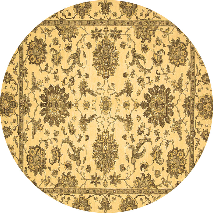 Round Machine Washable Oriental Brown Modern Rug, wshabs2660brn