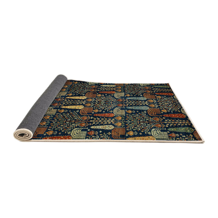 Sideview of Abstract Dark Green Modern Rug, abs2661