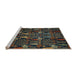 Sideview of Machine Washable Abstract Dark Moccasin Green Rug, wshabs2661