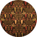 Round Machine Washable Abstract Orange Modern Area Rugs, wshabs2661org