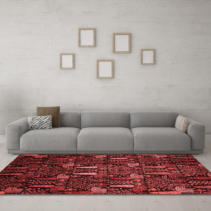 Modern Red Washable Rugs