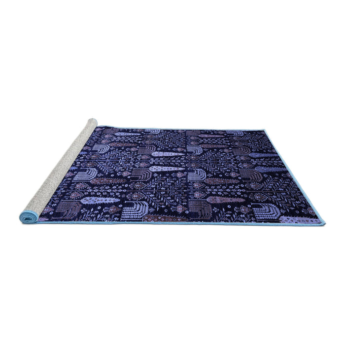 Sideview of Machine Washable Abstract Blue Modern Rug, wshabs2661blu