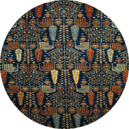 Round Abstract Dark Green Modern Rug, abs2661