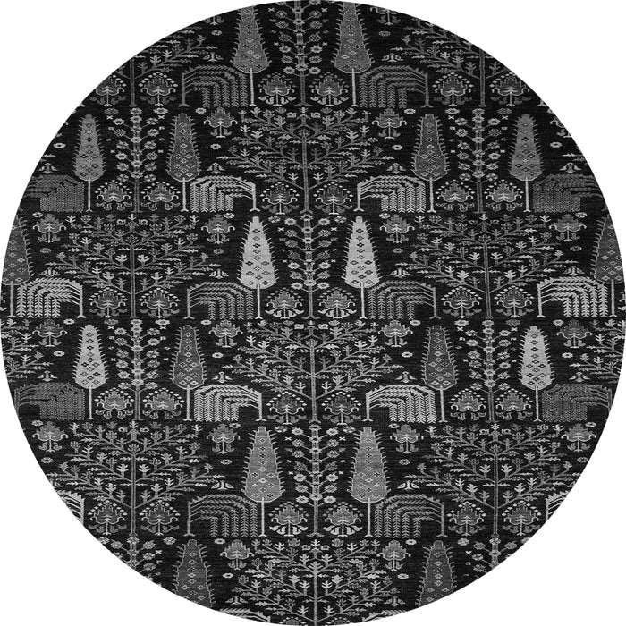 Round Machine Washable Abstract Gray Modern Rug, wshabs2661gry