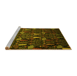 Sideview of Machine Washable Abstract Yellow Modern Rug, wshabs2661yw