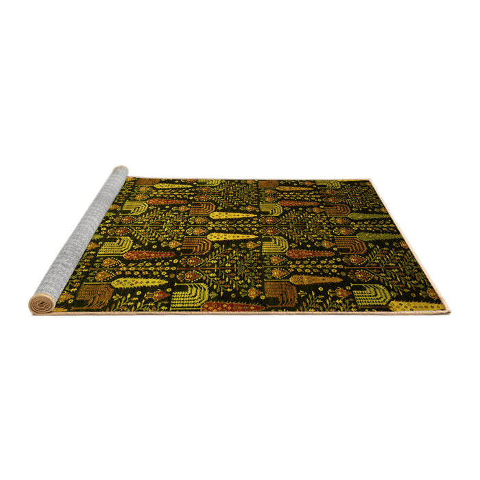Sideview of Machine Washable Abstract Yellow Modern Rug, wshabs2661yw