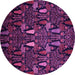 Round Machine Washable Abstract Pink Modern Rug, wshabs2661pnk