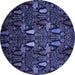 Round Machine Washable Abstract Blue Modern Rug, wshabs2661blu