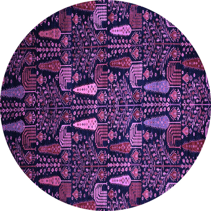 Round Machine Washable Abstract Purple Modern Area Rugs, wshabs2661pur