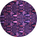 Round Machine Washable Abstract Purple Modern Area Rugs, wshabs2661pur