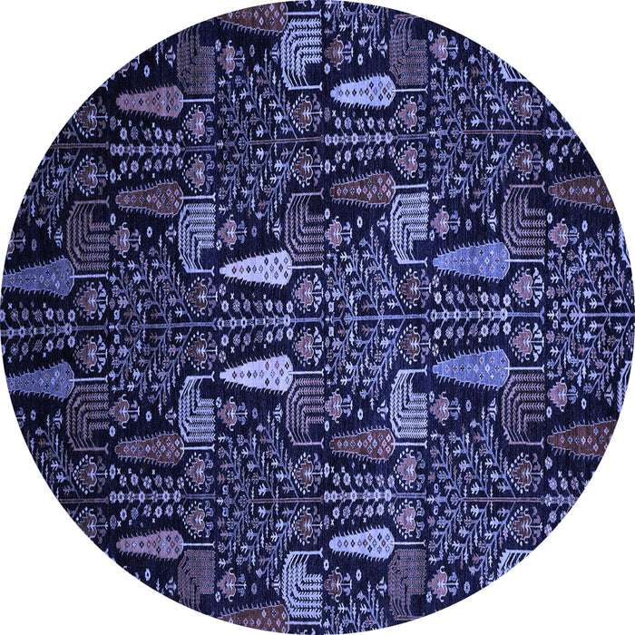 Round Abstract Blue Modern Rug, abs2661blu