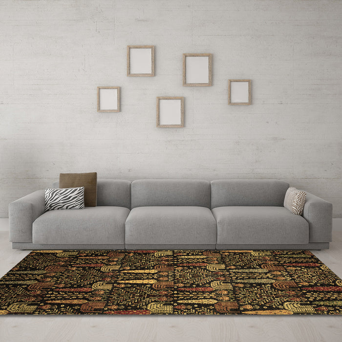 Machine Washable Abstract Brown Modern Rug in a Living Room,, wshabs2661brn