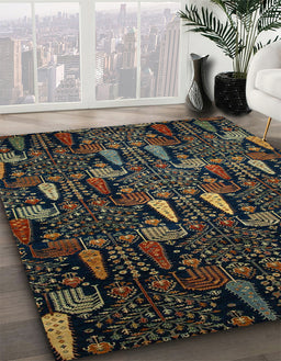 Machine Washable Abstract Dark Moccasin Green Rug in a Family Room, wshabs2661