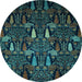 Round Abstract Light Blue Modern Rug, abs2661lblu