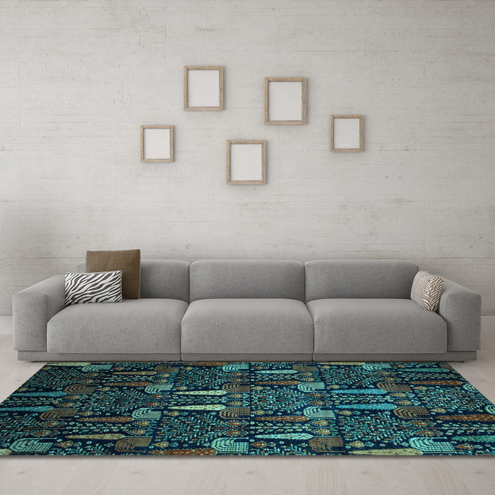 Machine Washable Abstract Light Blue Modern Rug in a Living Room, wshabs2661lblu
