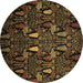 Round Machine Washable Abstract Brown Modern Rug, wshabs2661brn