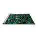 Sideview of Machine Washable Abstract Turquoise Modern Area Rugs, wshabs2661turq