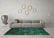 Machine Washable Abstract Turquoise Modern Area Rugs in a Living Room,, wshabs2661turq