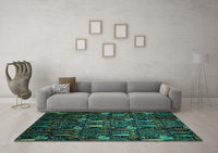 Machine Washable Abstract Turquoise Modern Rug, wshabs2661turq