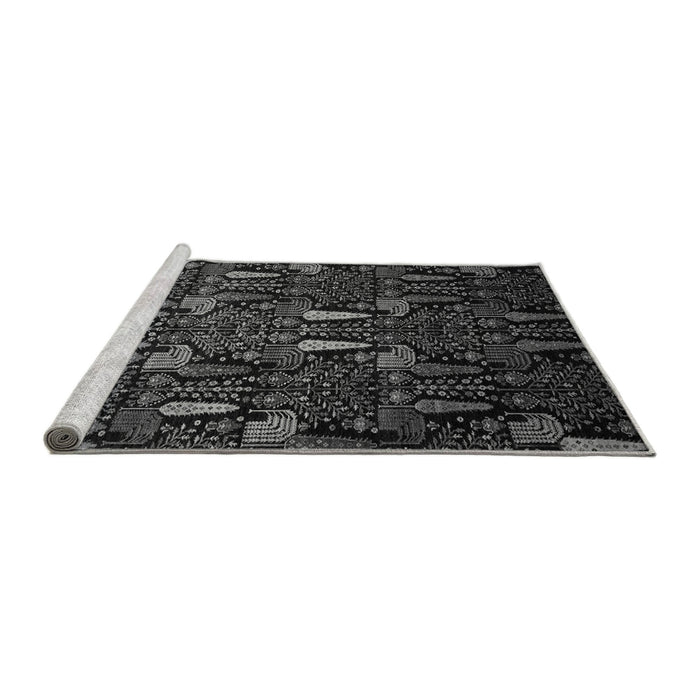 Sideview of Machine Washable Abstract Gray Modern Rug, wshabs2661gry