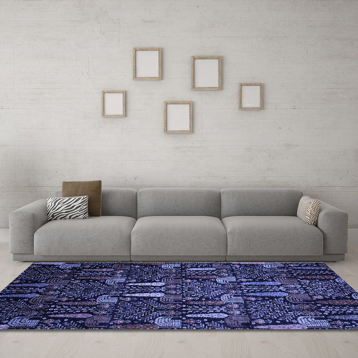 Machine Washable Abstract Blue Modern Rug in a Living Room, wshabs2661blu