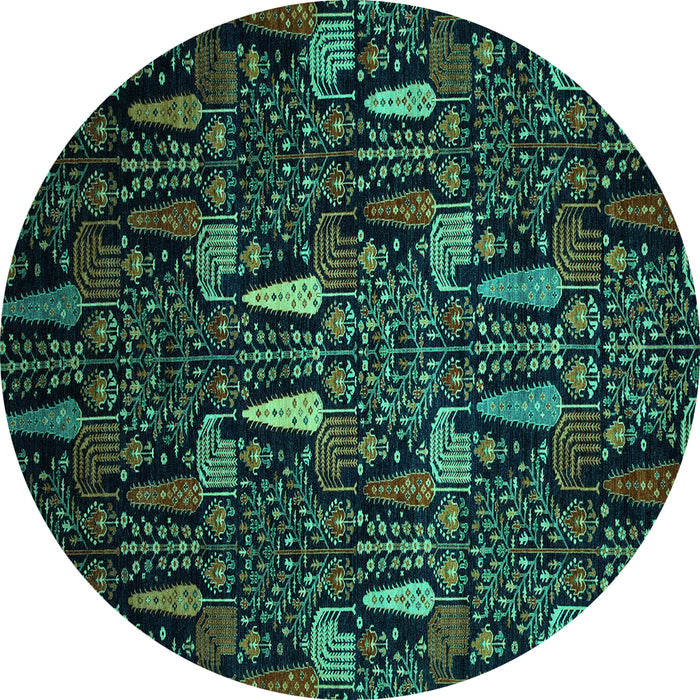 Round Abstract Turquoise Modern Rug, abs2661turq