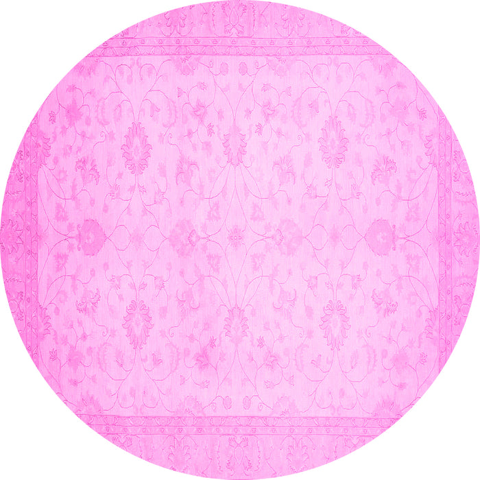 Round Oriental Pink Traditional Rug, abs2662pnk