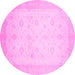 Round Oriental Pink Traditional Rug, abs2662pnk