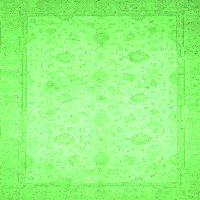 Square Machine Washable Oriental Green Traditional Area Rugs, wshabs2662grn