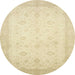 Round Machine Washable Abstract Khaki Gold Rug, wshabs2662