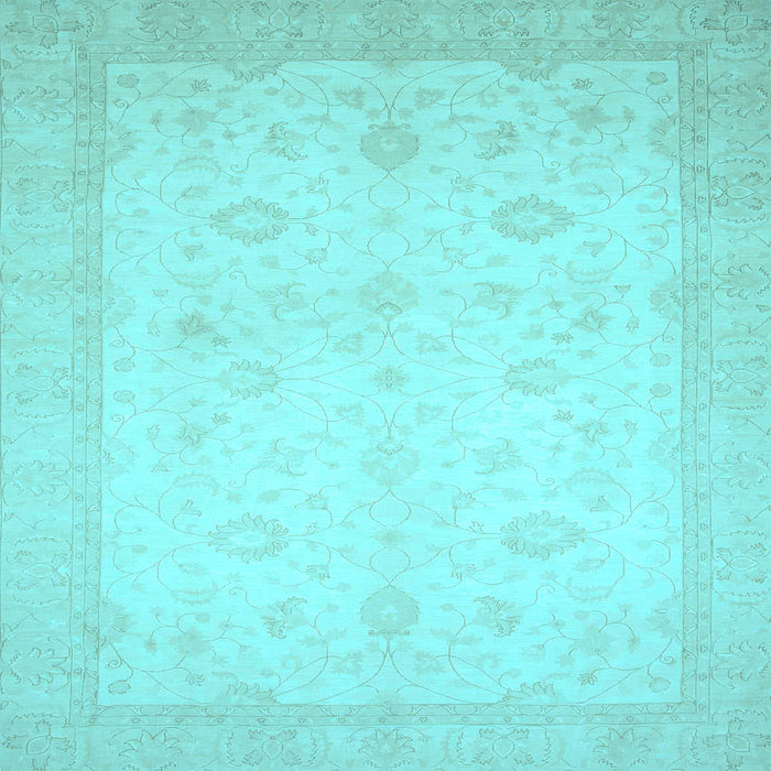 Square Machine Washable Oriental Light Blue Traditional Rug, wshabs2662lblu