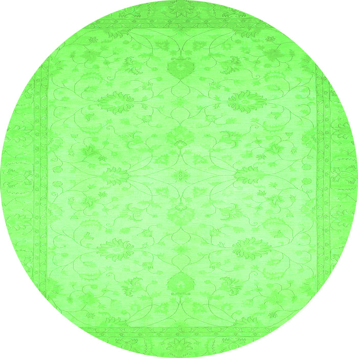 Round Machine Washable Oriental Green Traditional Area Rugs, wshabs2662grn