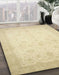 Abstract Khaki Gold Oriental Rug in Family Room, abs2662