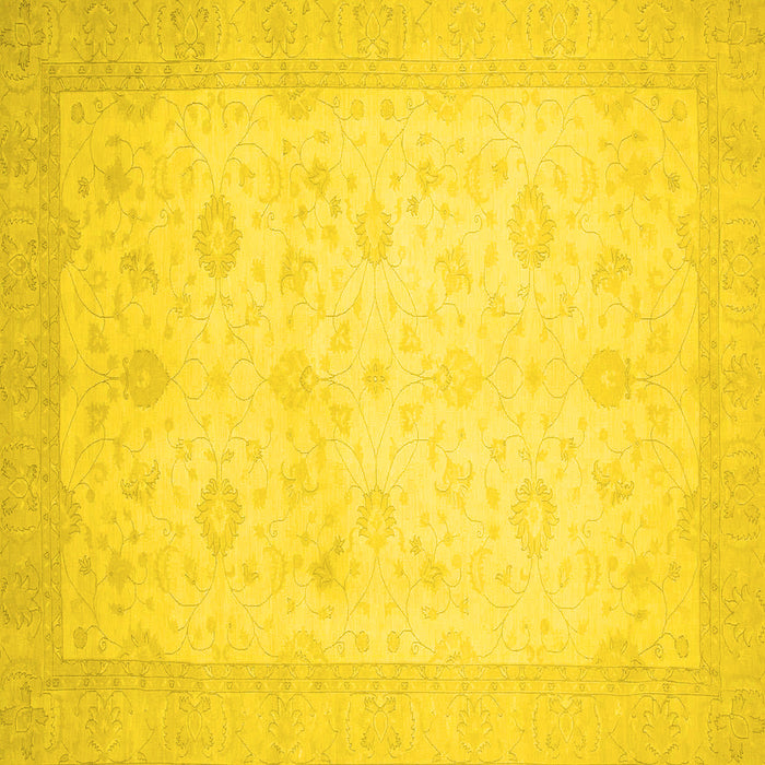 Square Machine Washable Oriental Yellow Traditional Rug, wshabs2662yw