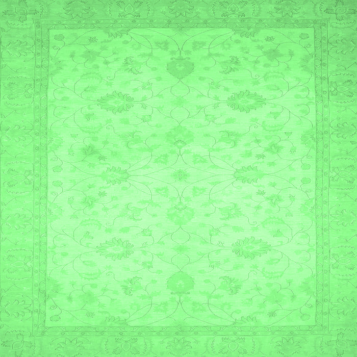 Square Machine Washable Oriental Emerald Green Traditional Area Rugs, wshabs2662emgrn