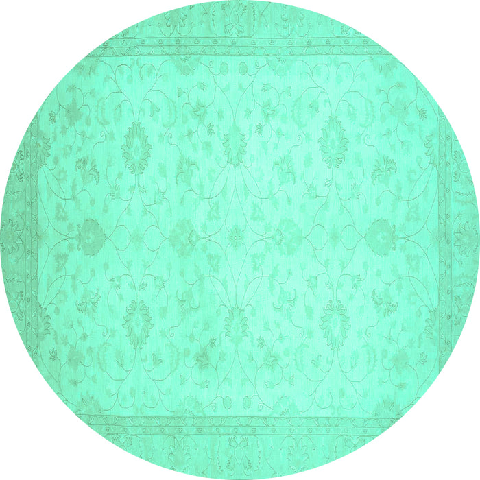 Round Oriental Turquoise Traditional Rug, abs2662turq