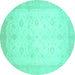 Round Oriental Turquoise Traditional Rug, abs2662turq