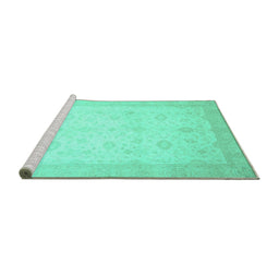 Sideview of Machine Washable Oriental Turquoise Traditional Area Rugs, wshabs2662turq