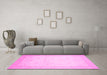 Machine Washable Oriental Pink Traditional Rug in a Living Room, wshabs2662pnk