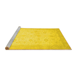 Sideview of Machine Washable Oriental Yellow Traditional Rug, wshabs2662yw