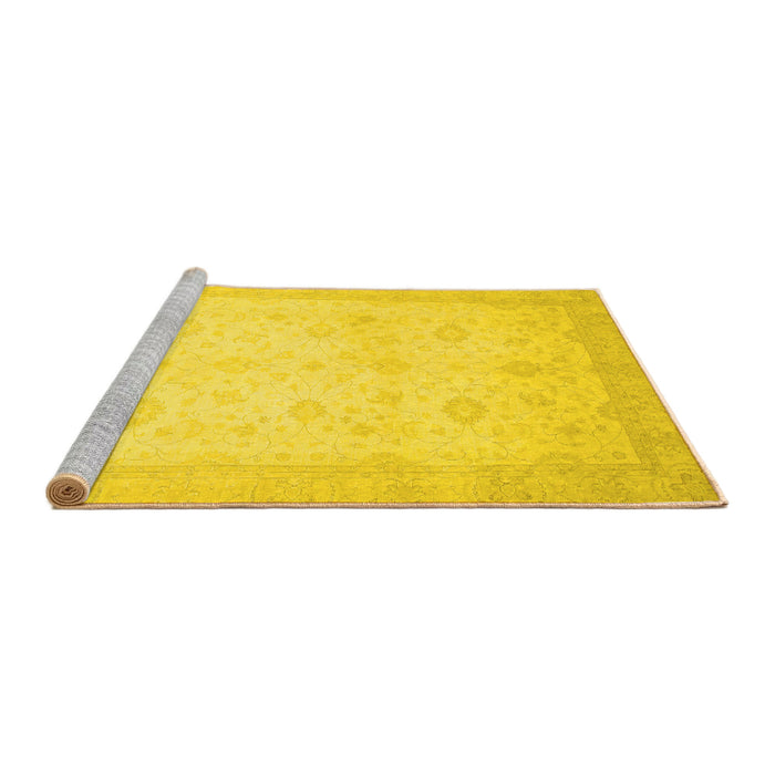 Sideview of Machine Washable Oriental Yellow Traditional Rug, wshabs2662yw