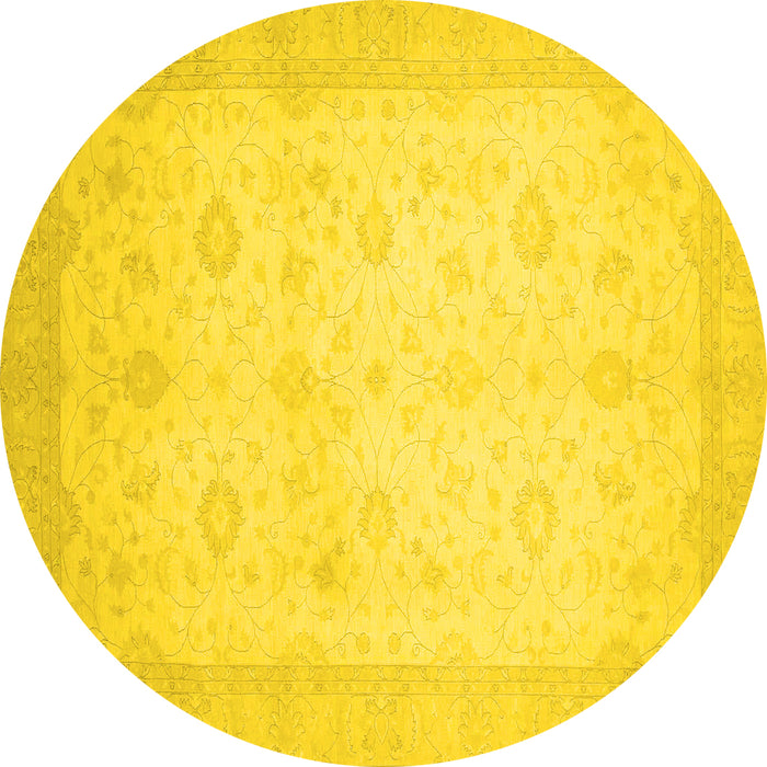 Round Oriental Yellow Traditional Rug, abs2662yw