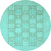 Round Machine Washable Abstract Light Blue Modern Rug, wshabs2663lblu