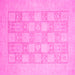 Square Machine Washable Abstract Pink Modern Rug, wshabs2663pnk