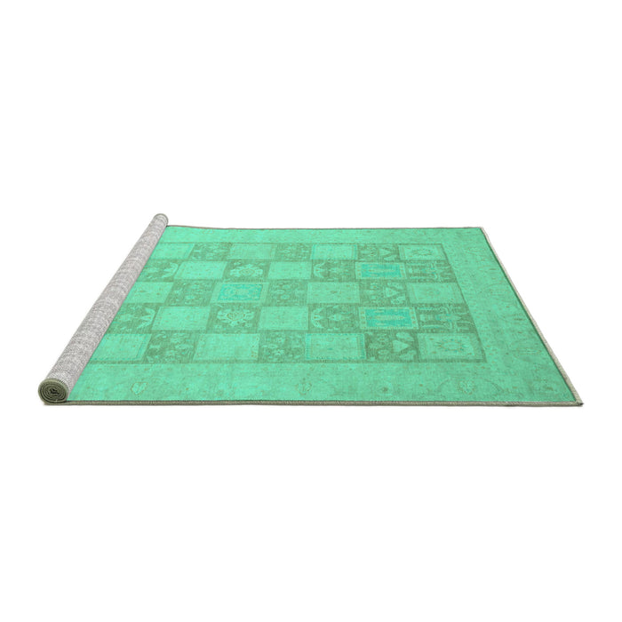 Sideview of Machine Washable Abstract Turquoise Modern Area Rugs, wshabs2663turq